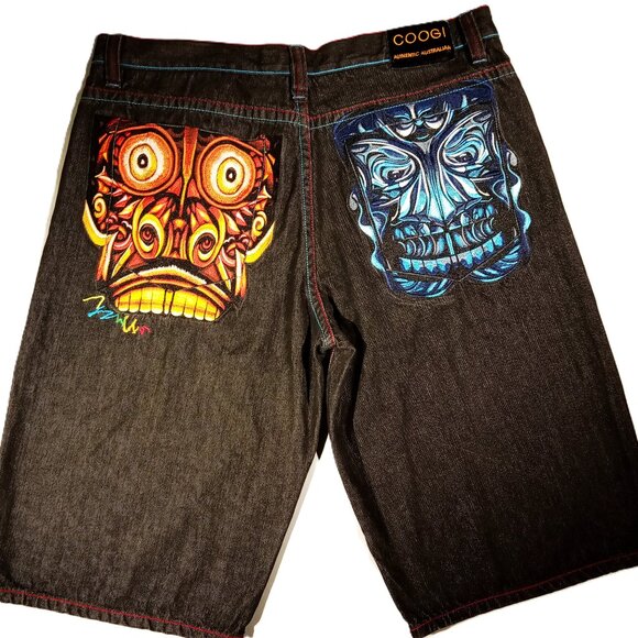 COOGI Shorts Men's 42  Monsters & Dragons  Embroidered  Y2K  Baggy  Hip Hop EXC - Picture 1 of 12